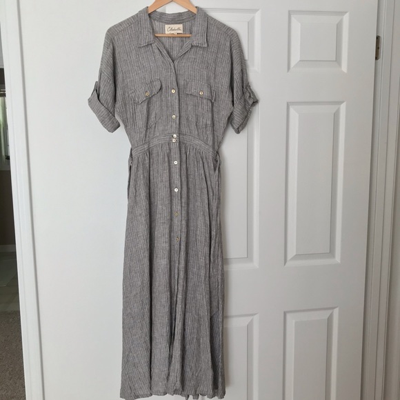 Cleobella Cayman Linen Shirt Dress Maxi - Picture 3 of 7